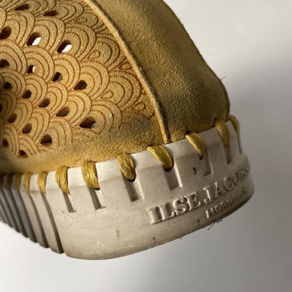 Isle Jacobson Shoes Womens 11 Yellow Suede Perforated Tulip Loafers Flats 41 - Picture 11 of 11